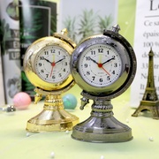 地球仪时钟摆件客厅欧式简约现代座钟复古时尚个性创意学生闹钟