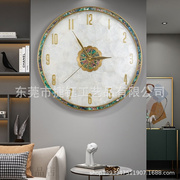 北欧黄铜钟表贝壳挂钟，客厅家用大号，圆钟时尚时钟挂墙挂表简约