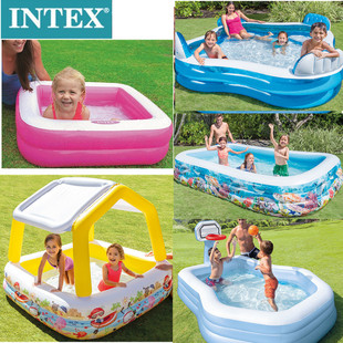 intex儿童充气游泳池家用超大加厚大人小孩，泳池家用户外超大水池