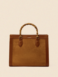 麦米可 摩登时代 原创设计棕色竹节托特包复古小众通勤包包手提包