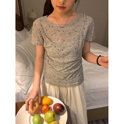 coco设计感假两件波点小吊带T恤女2024夏季韩小众显瘦上衣