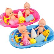 宝宝洗澡娃娃浴盆娃娃戏水玩具，组合小浴盆儿童，仿真过家家玩具女@