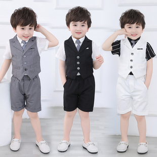 童装韩版夏季儿童小西装套装小孩子英伦西服男童表演舞台礼服