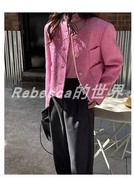2011春季小香风圆领短外套女显瘦韩版直筒单排扣羊毛