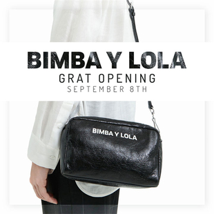 BIMBA Y LOLA 西班牙品牌相机包 真皮黑色漆皮 秋冬款斜挎 单肩包