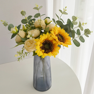 北欧向日葵牡丹仿真花假花室内客厅装饰花，摆件餐桌花摆设干花花束