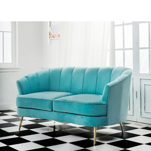 美式布艺双人沙发北欧简约现代三人，沙发不锈钢脚组合沙发客厅家具