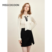 MISSCOCOON羊毛钉珠polo领针织上衣女2023秋季设计感长袖毛衫