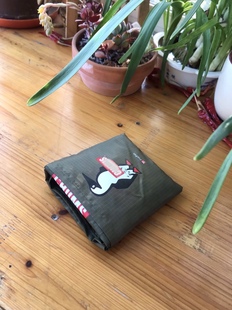 日单杂志款卡通细格尼龙折叠小款休闲购物袋便携手挽收纳环保包