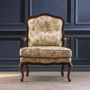 美式复古沙发椅咖色实木雕花法式奢华风格卧室阳台客厅单人老虎椅