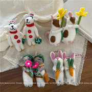 彩色卡通羊毛毡兔子，老鼠包包挂件甜美可爱钥匙扣，挂件配饰品
