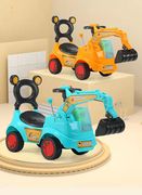 挖掘机玩具车宝宝可坐可骑带声光音乐，工程车电动控挖机勾机挖土机