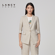 lancy悦朗姿2023春季七分袖西装外套，女通勤高级感翻领西服