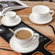 欧式小奢华描金边咖啡杯碟套装陶瓷简约家用金线咖啡器具马克杯子