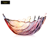 弗莱文茨水晶玻璃水果盘创意，炫彩琉璃树叶，果斗时尚水果盘果盆