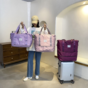 大容量旅行包女轻便手提待产收纳袋子学生短途可套拉杆外出行李包