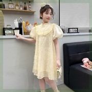 女童短袖旗袍裙夏装，2024儿童夏季新中式，汉服中大童女装连衣裙