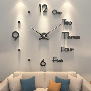 创意diy挂钟客厅时尚艺术免打孔钟表，现代简约大气个性挂墙贴时钟
