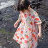 蔡爸爸 第930个童话 原创设计小草莓连衣裙半袖全棉女童裙子夏装