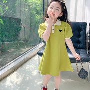 女童夏季泡泡袖连衣裙公主，裙小女孩韩版裙子儿童短袖裙