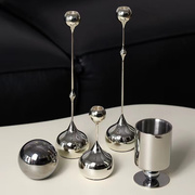 欧式金属水滴银色蜡烛台软装饰样板间家居客厅桌面餐厅工艺品摆件