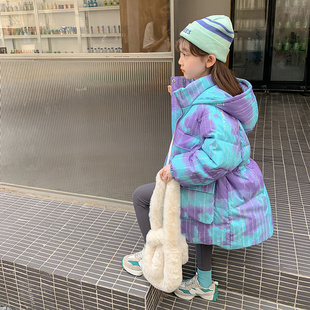 女童冬装羽绒服2023洋气儿童加厚90白鸭绒(白鸭绒，)外套冬季中长款上衣