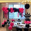 黑色玫红色粉亚光圆大小气球婚礼订婚生日宴店铺开业装饰布置背景
