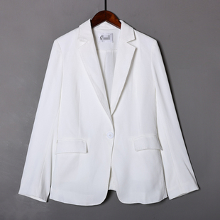 外套女时尚设计女式长袖西装外套百搭洋气一粒扣白色小西服上衣潮