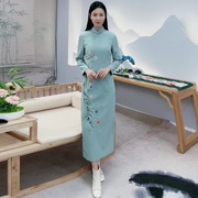 浒城古娘中式国风复古刺绣气质时尚女士优雅高端两件套旗袍连衣裙