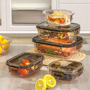 玻璃上班族饭盒密封分隔食品带盖碗，可微波炉加热水果当保鲜便饭盒