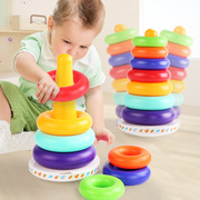宝宝婴儿彩虹塔叠叠乐套圈玩具认识颜色大小不倒翁1周岁0-3-6益智