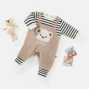 婴儿连体衣23加绒冬季宝宝衣服刺绣小熊，新生儿衣服婴儿服装