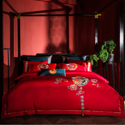 思辰家纺婚庆十件套大红色喜被四件套婚礼婚房结婚床上用品