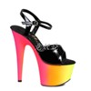 美国ellieshoes18cm性感彩虹，色防水台黑色，漆皮高跟凉鞋系带鞋