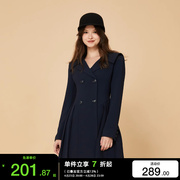 绫致ONLY2024春夏气质百搭海军风百褶短款连衣裙女