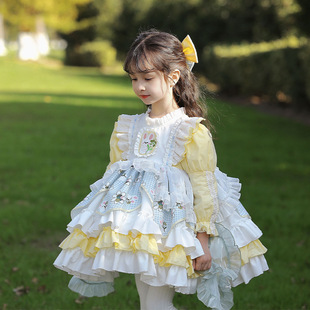 正版洛丽塔女童公主裙甜美女孩儿童lolita洋装长袖连衣裙春装