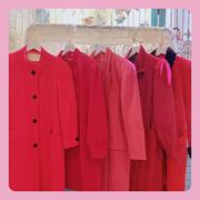 日本制古着vintage复古桃粉红色厚实纯羊毛呢子大衣外套