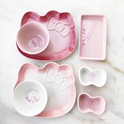 法国酷彩hellokitty粉色碗盘子 炖盅可爱卡通杯碟餐具渐变碗套装