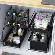 厨房清洁用具收纳架柜子分层架整理储物架多功能抽拉下水槽置物架