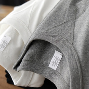 300g四本针重磅短袖t恤碳素磨毛美式复古白色纯棉体恤厚实打底衫