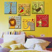 装饰画无框画客厅卧室儿童书房，现代时尚壁画热带雨林卡通动物