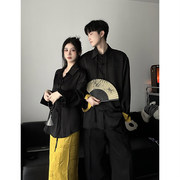 新中式情侣装春秋季小众，设计感女国风，长袖衬衫两件套法式一衣一裙