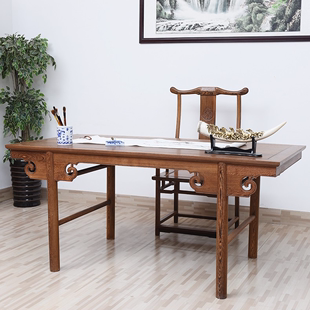 简约鸡翅木画案实木办公桌中式书画桌书法桌椅组合写字台电脑桌