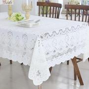 蕾丝桌布餐桌布针织长方形，镂空白色茶几，刺绣布艺欧式床头盖布桌垫