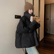黑色羽绒棉衣棉服，女冬季2023韩系穿搭高级感小个子面包服棉袄