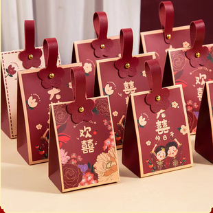 2023喜糖盒子结婚糖盒创意小众高级感手提喜糖袋糖果盒婚礼