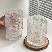 小众设计珠点浮雕玻璃水杯，冰美式拿铁咖啡杯简约高颜值玻璃杯女