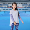 女童假两件长袖t恤2024春秋，款儿童速干衣女孩跑步网羽毛球训练服