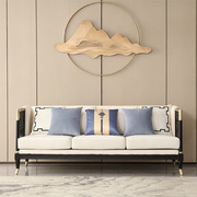 新中式沙发组合实木布艺，简约禅意客厅小户型售楼处，会所样板房家具