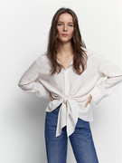 西班牙md女装2022春季休闲版型时尚长袖衬衫纯色，设计感上衣女
